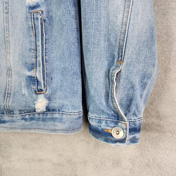 Womens Ci Sono Denim Collection Blue Jean Jacket Distressed Button Up Size S - Picture 5 of 11